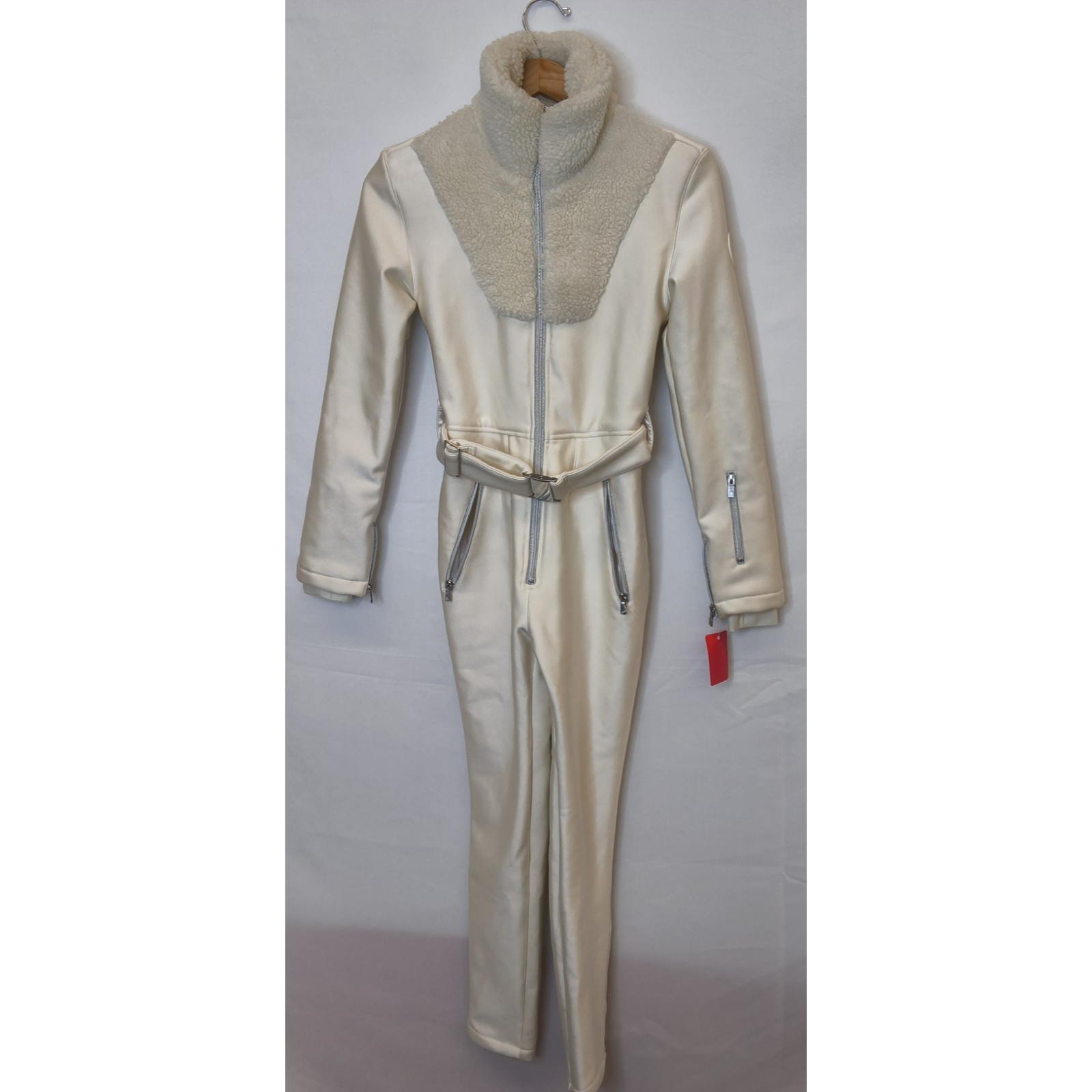 My Sunday Ski One Piece Snow Suit Women's Size S Ivory Belted #W4793 — image 2 of 8